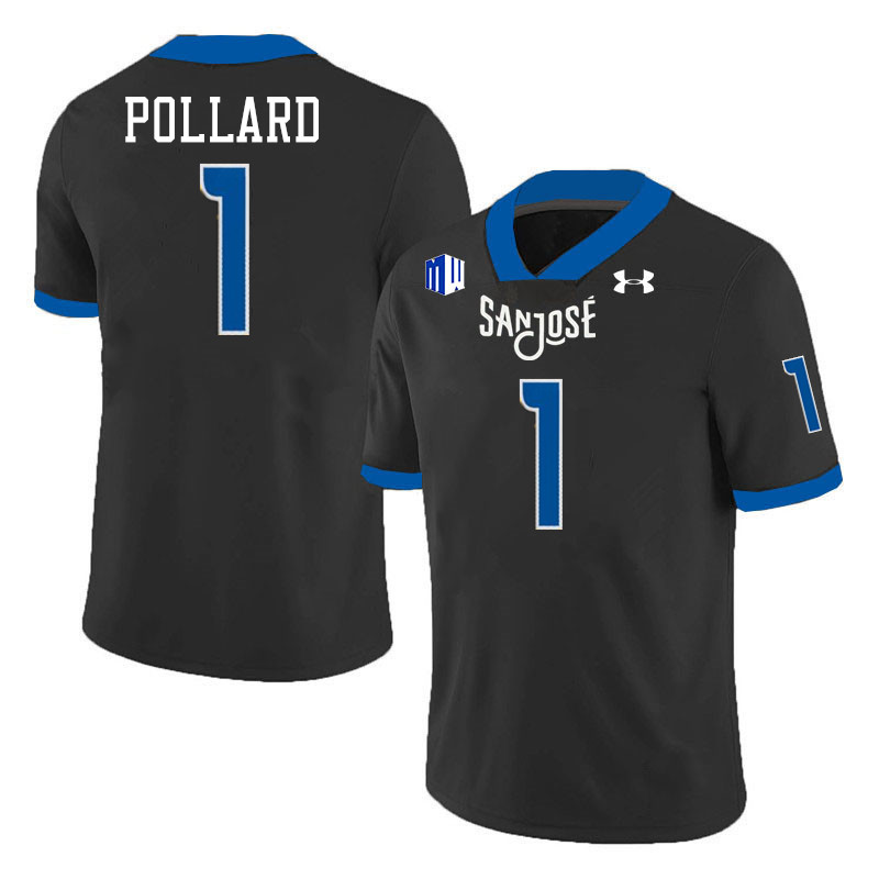 #1 Jordan Pollard SJSU Jersey,San Jose State Spartans Football Jersey College Uniforms-Black #1 Jordan Pollard SJSU Jersey,San Jose State Spartans Football Jersey College Uniforms-Black